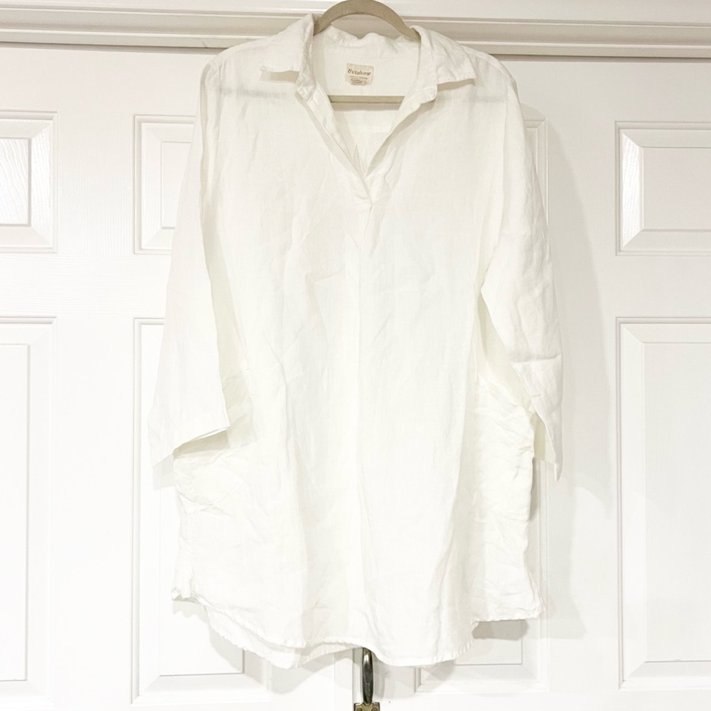 Petalura | Linen Minimalist Tunic 3/4 Sleeve Shirt